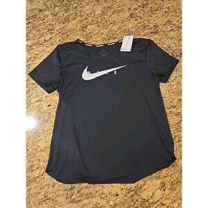 Nike Shirt Womens Small Black Tee Short Sleeve Swoosh Performance Dri Fit